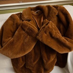 Luxurious Brown Faux Fur Coat